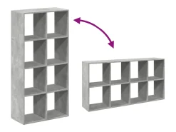 Librería divisora madera gris hormigón 69,5x29x137,5 cm