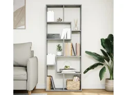 Librería divisora madera ingeniería gris hormigón 67x25x161,5cm