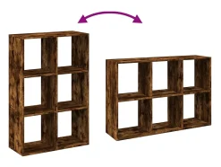 Librería divisora madera roble ahumado 69,5x29x103,5 cm