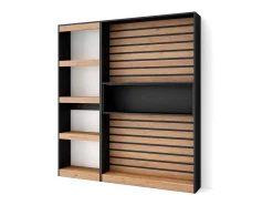 Librería estantería, 170x25x186cm, Salón - Comedor - Oficina, Con Almacenaje, Roble y negro