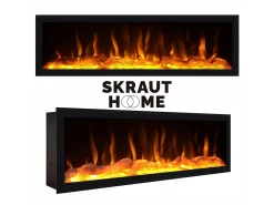 Librería estantería, 170x25x186cm, Salón - Comedor - Oficina, Chimenea eléctrica, Roble y negro