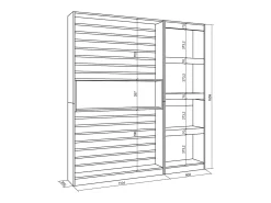 Librería estantería, 170x25x186cm, Salón - Comedor - Oficina, Chimenea eléctrica, Roble y negro