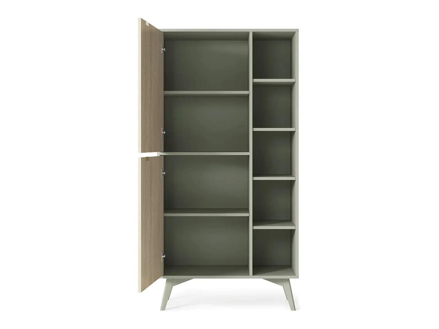 Librería: Eucalipto / Espiga Escandinava, patas de madera, 80 x 160 x 38 cm