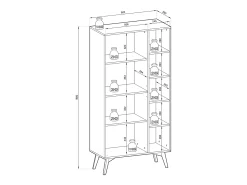 Librería: Eucalipto / Espiga Escandinava, patas de madera, 80 x 160 x 38 cm