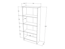 Librería haaus Flint, 3 estantes, Roble Sonoma, 70 x 32 x 159 cm