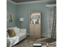 Librería haaus Flint, con puertas inferiores y 1 estante, Roble Sonoma, 70 x 32 x 159 cm