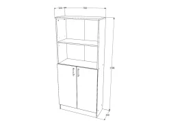 Librería haaus Flint, con puertas inferiores y 1 estante, Roble Sonoma, 70 x 32 x 159 cm