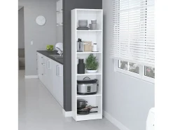 Librería Home Xs en Melamina, con estantes de 5 niveles y diseño delgado , 180.59 cm X 45 cm X 29.89 cm , Blanco