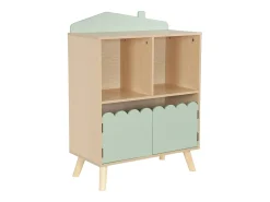 Librería infantil de 2 estantes y 2 puertas verde