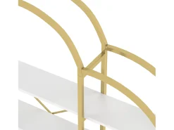 Librería moderna de metal 170×26×190 cm - forma de nube - 5 niveles de almacenamiento - dorado + blanco