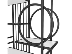Librería moderna de metal 100×30×180 cm - estructura geométrica - blanco + negro
