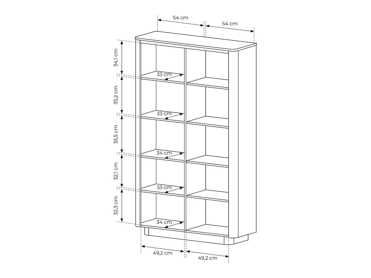 Librería, roble cremona, 113,2 x 190,1 x 38,1 cm