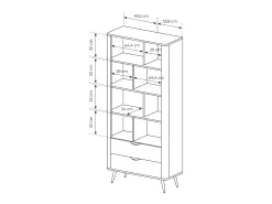 Librería, roble Dunin combinado con negro, 88,2 x 193,8 x 38 cm