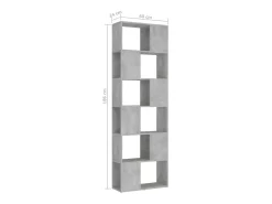 Librería separador contrachapada gris hormigón 60x24x186 cm