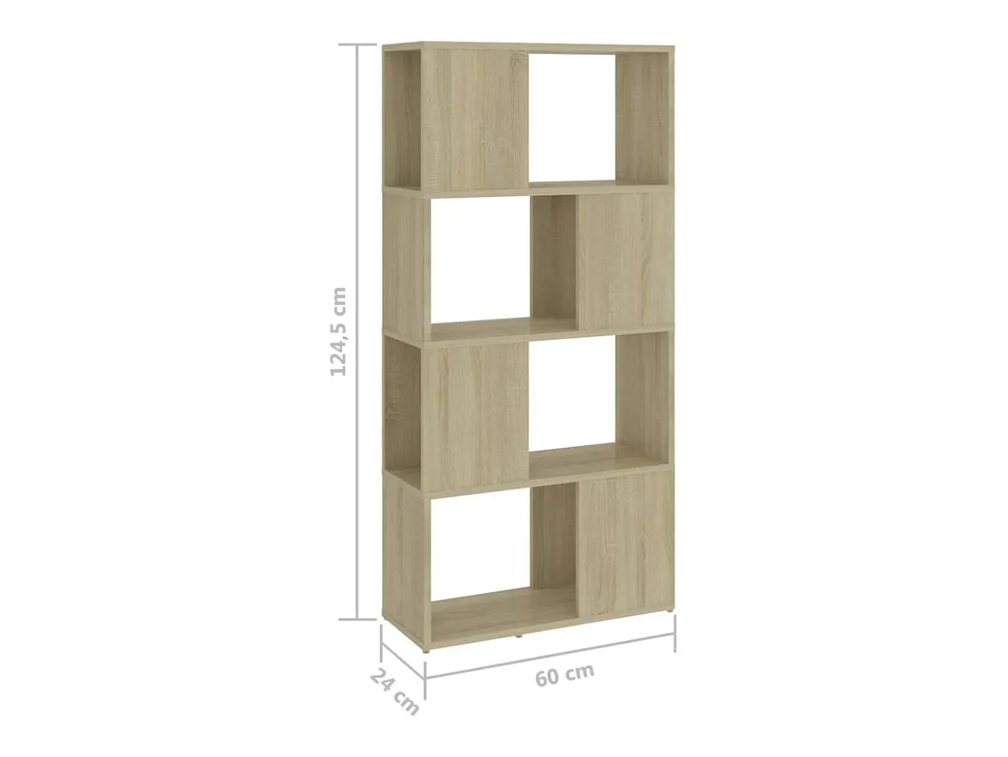 Librería separador contrachapada roble Sonoma 60x24x124,5 cm