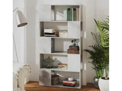 Librería separador contrachapada gris hormigón 80x24x155 cm