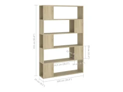 Librería separador contrachapada roble Sonoma 100x24x155 cm