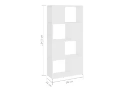 Librería separador madera contrachapada blanco 60x24x124,5 cm