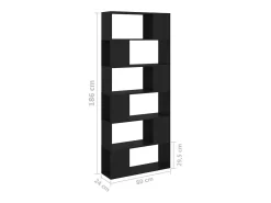 Librería separador madera contrachapada negro 80x24x186 cm