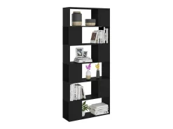 Librería separador madera contrachapada negro 80x24x186 cm
