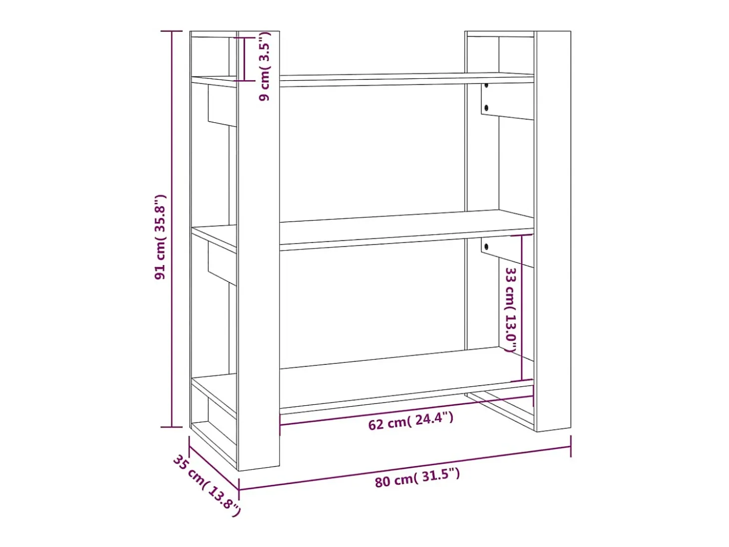 Librero/Biblioteca 80x35x91 cm Madera maciza de pino