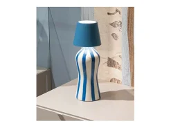 Lido - Botella de cerámica azafrán con rayas azules