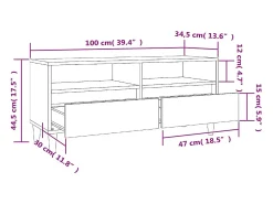 Lin Mueble de TV madera contrachapada gris hormigón 100x34,5x44,5cm