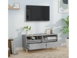 Lin Mueble de TV madera contrachapada gris hormigón 100x34,5x44,5cm