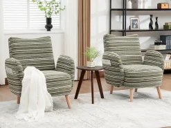 Línea 1.0 - Sillón Relax Bouclé con Reposabrazos con Bolsillos - Confort Ergonómico - Color Caqui - Para Decorar Cualquier Habitación