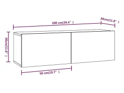 Lorien Muebles de pared de TV 2 uds madera roble ahumado 100x30x30 cm