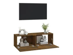 Lorien Muebles de pared de TV 2 uds madera roble ahumado 100x30x30 cm