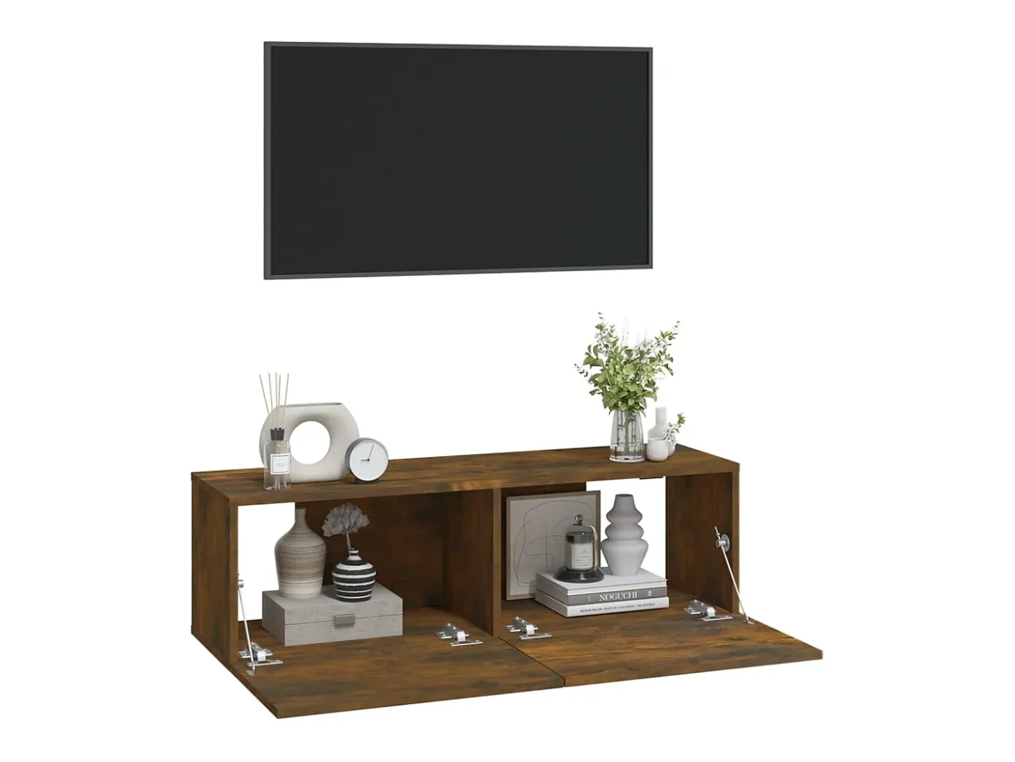 Lorien Muebles de pared de TV 2 uds madera roble ahumado 100x30x30 cm