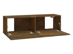 Lorien Muebles de pared de TV 2 uds madera roble ahumado 100x30x30 cm