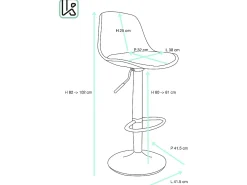 Lote de 2 taburetes de bar de diseño, asiento con respaldo bajo, cojín de cuero sintético, giratorio, altura ajustable, base de cromo SIG (blanco y negro)