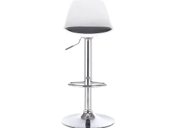 Lote de 2 taburetes de bar de diseño, asiento con respaldo bajo, cojín de cuero sintético, giratorio, altura ajustable, base de cromo SIG (blanco y negro)