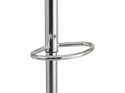 Lote de 2 taburetes de bar de diseño, asiento con respaldo bajo, cojín de cuero sintético, giratorio, altura ajustable, base de cromo SIG (blanco y negro)