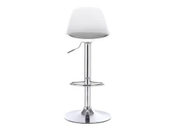 Lote de 2 taburetes de bar de diseño, asiento con respaldo bajo, cojín de cuero sintético, giratorio, altura ajustable, base de cromo SIG (blanco y gris)