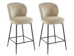 Lote de 2 taburetes de terciopelo y metal negro - Beige - POLPONA de Pascal MORABITO