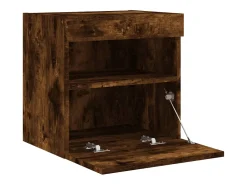 Ølstykke Mueble de TV de pared con luces LED roble ahumado 40x30x40 cm