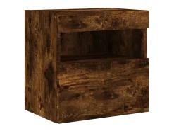 Ølstykke Mueble de TV de pared con luces LED roble ahumado 40x30x40 cm