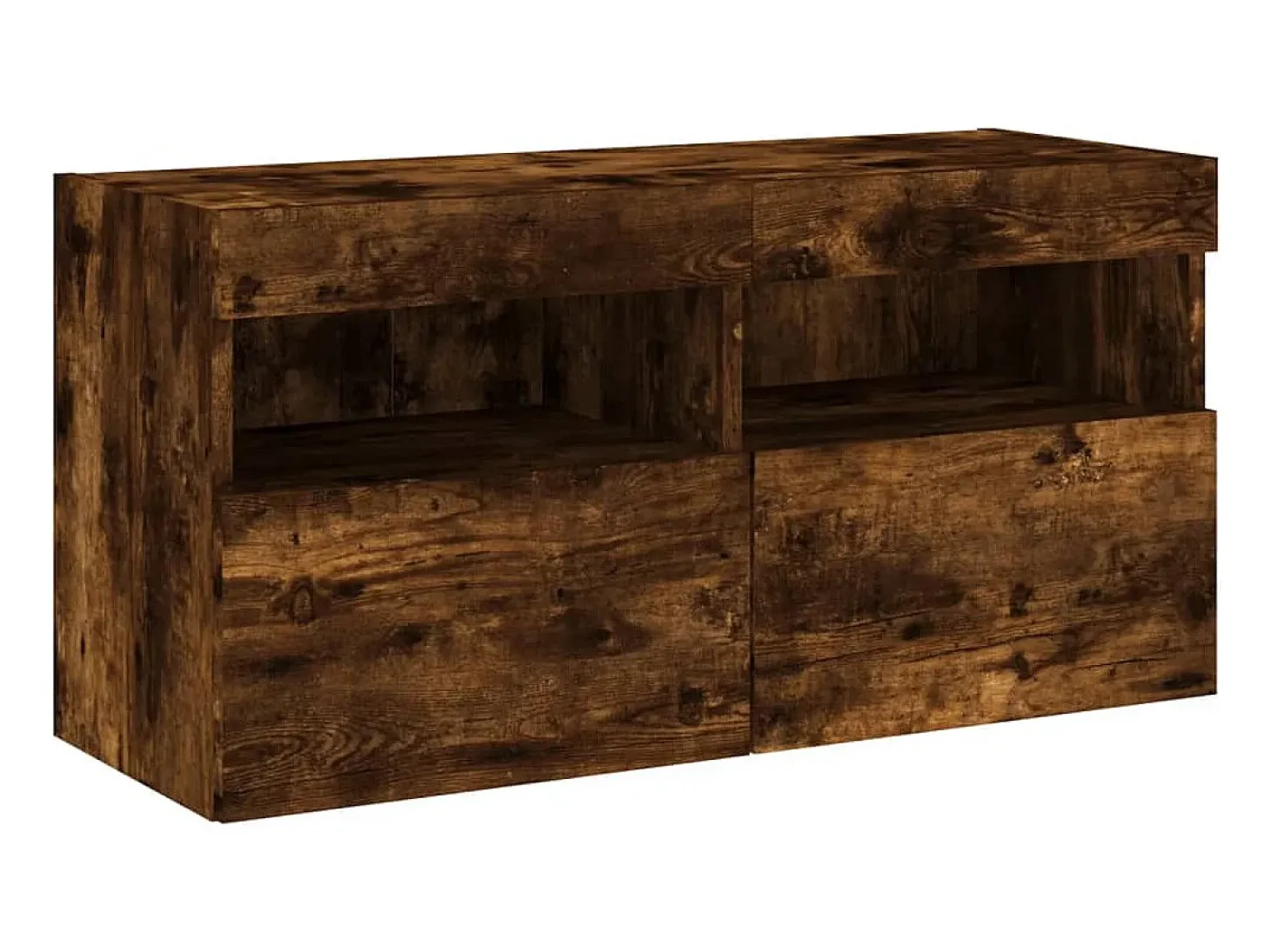 Ølstykke Mueble de TV de pared con luces LED roble ahumado 80x30x40 cm