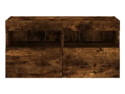Ølstykke Mueble de TV de pared con luces LED roble ahumado 80x30x40 cm