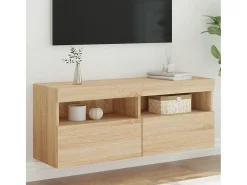 Ølstykke Mueble de TV de pared con luces LED roble Sonoma 100x30x40 cm