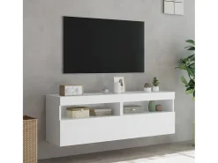 Ølstykke Muebles de TV de pared con luces LED 2 uds blanco 60x30x40 cm