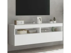 Ølstykke Muebles de TV de pared con luces LED 2 uds blanco 60x30x40 cm