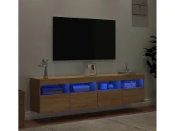 Ølstykke Muebles de TV de pared luces LED 2 uds roble Sonoma 80x30x40 cm