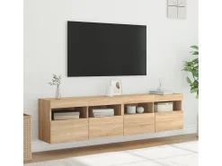 Ølstykke Muebles de TV de pared luces LED 2 uds roble Sonoma 80x30x40 cm