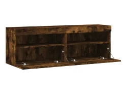 Ølstykke Muebles TV de pared luces LED 2 uds roble ahumado 60x30x40 cm