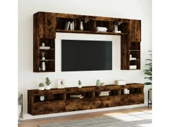 Ølstykke Muebles TV de pared luces LED 2 uds roble ahumado 60x30x40 cm