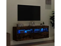 Ølstykke Muebles TV de pared luces LED 2 uds roble ahumado 60x30x40 cm